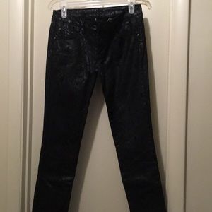 Black Jeans with Shiny, Snake-Skin Pattern